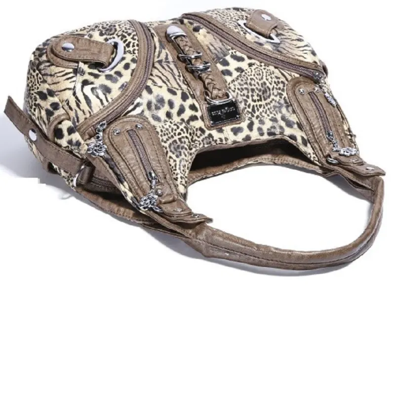Vintage Women Handbags Fashion Leopard Shoulder Bag Top-handle Handbag Satchel Dumpling Shoulder Bag Tote Hobos Large Purse