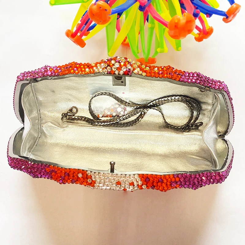 Women Diamond Evening Clutch Purses Luxury Crystal Lady Cluches Female Party Bags High-End Multi-Colored Stone Lady Handbags