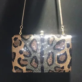 Leopard Print Women Evening Clutch Bags Diamond Dinner Purses White/Black/Gold Luxury Lady Rhinestone Party Prom Clutches Bags