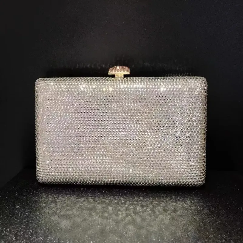 High-End Beauty Face Women Evening Party Clutches WHTUOHENG Full Diamond Crystal Wedding Bridal Bag Luxury Lady Girls Handbags