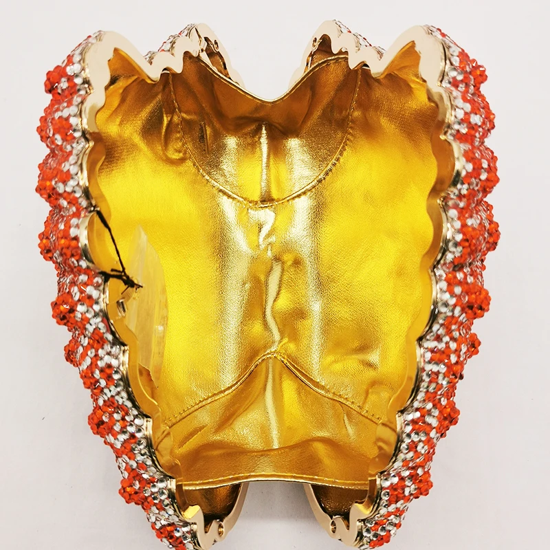 WHTUOHENG Crystal Evening Bag Purse Women Gold Snail Shape Bag Full Diamond Handbags Wedding Clutches Lady Party Prom Purse