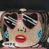 High-End Beauty Face Women Evening Party Clutches WHTUOHENG Full Diamond Crystal Wedding Bridal Bag Luxury Lady Girls Handbags