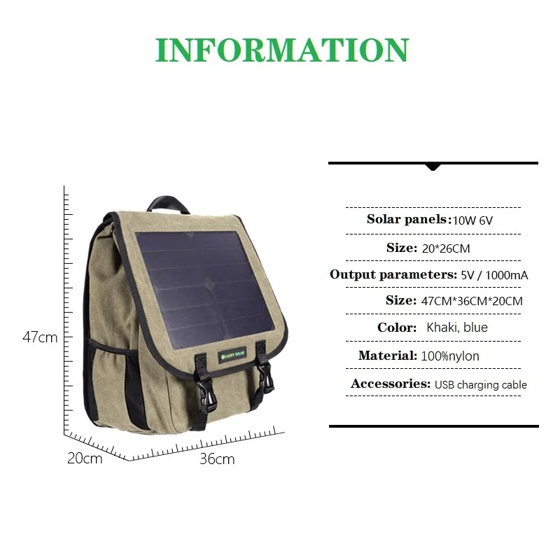 Men's Solar Panel Backpack Outdoor Riding Solar Panel 6.5w USB Charging Hiking Daypacks Women's Multifunctional Solar Travel Bag