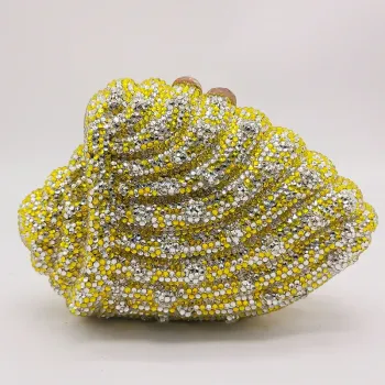 WHTUOHENG Crystal Evening Bag Purse Women Gold Snail Shape Bag Full Diamond Handbags Wedding Clutches Lady Party Prom Purse