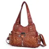 Women PU Shoulder Bag Casual Rivets Bag Hobo Messenger Handbag Satchel Large Tote Bag