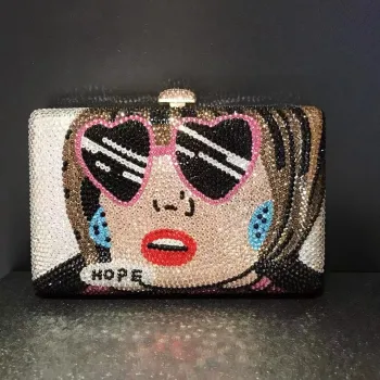 High-End Beauty Face Women Evening Party Clutches WHTUOHENG Full Diamond Crystal Wedding Bridal Bag Luxury Lady Girls Handbags