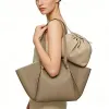 BURMINSA Luxury Genuine Leather Tote Bags For Women Cowhide Commuter Handbags Minimalist Daily Shopping Travel Shoulder Purses