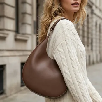 BURMINSA Luxury Genuine Leather Crescent Hobo Bags Women Minimalist Underarm Shoulder Purse Slouchy Crossbody Tote Handbags 2026