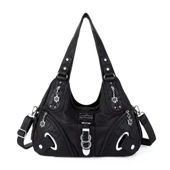 Angel kiss Women Handbags Fashion Shoulder Bag Large Black Tote Top-handle Shopping Pack Multiple Pockets Satchel Lady Purse
