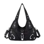 Angel kiss Women Handbags Fashion Shoulder Bag Large Black Tote Top-handle Shopping Pack Multiple Pockets Satchel Lady Purse