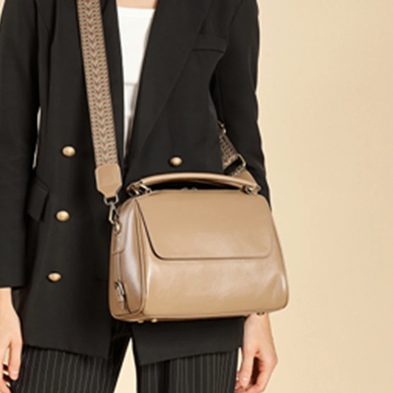 BURMINSA Luxury Genuine Leather Satchel Handbags Women Designer Cowhide Office Work Purses Retro Pillow Shoulder Crossbody Bags