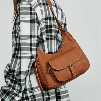 Burminsa Natural Cow Genuine Leather Underarm Shoulder Bags For Women 2026 Luxury Designer Crossbody Purses Hobo Ladies Handbags