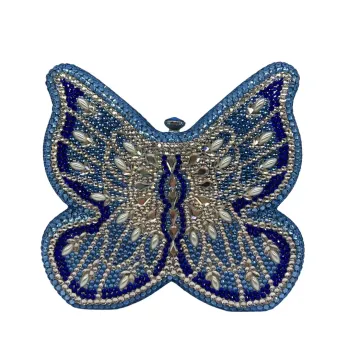 New Butterfly Diamonds Evening Bag WHTUOHENG Party Purse Blue Rhinestones Handbag Lady Luxury Crystal Clutches Wedding Bridal