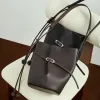 BURMINSA Luxury Genuine Leather Bucket Bags For Women Designer Minimalist Shoulder Crossbody Purses Elegant Work Tote Handbags