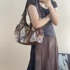 Vintage Women's Shoulder Bag Large Fashion Leopard Print Top-Handle Satchel Dumpling Tote Hobos Handbags
