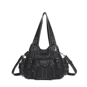 Angel Kiss Women's Fashion Shoulder Bag PU Leather Handbag Large Capacity Satchel Vintage Female Shoulder Bag Phone Pouch