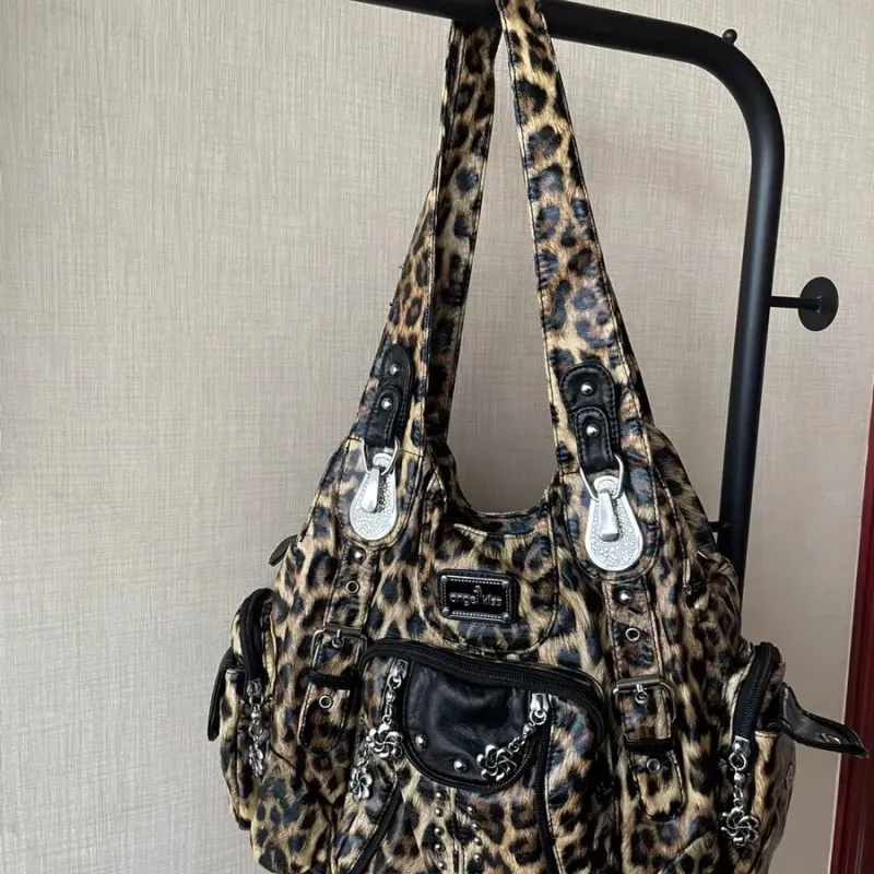 Vintage Women Fashion Handbags Large Shoulder Bags PU Leopard Handbag Satchel Big-capacity Shoulder Bag Phane Purse bolsa