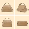 BURMINSA Luxury Genuine Leather Satchel Handbags Women Designer Cowhide Office Work Purses Retro Pillow Shoulder Crossbody Bags