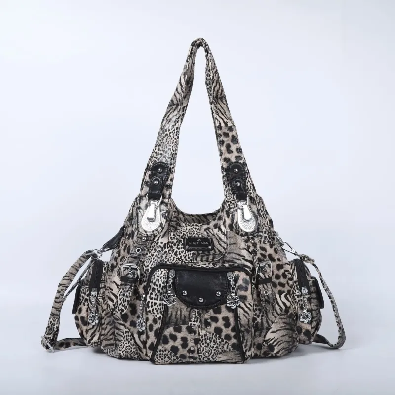 Vintage Women Fashion Handbags Large Shoulder Bags PU Leopard Handbag Satchel Big-capacity Shoulder Bag Phane Purse bolsa