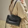 BURMINSA Luxury Genuine Leather Shoulder Bags For Women Lychee Grain Satchel Flap Crossbody Purses Commuter Office Tote Handbags
