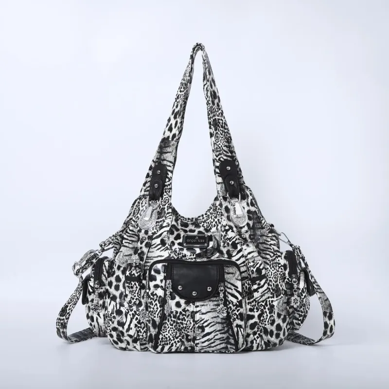 Vintage Women Fashion Handbags Large Shoulder Bags PU Leopard Handbag Satchel Big-capacity Shoulder Bag Phane Purse bolsa