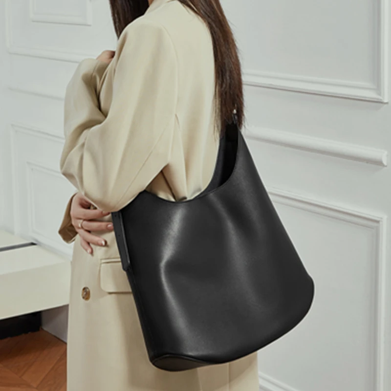 Burminsa Cowhide Genuine Leather Large Hobo Shoulder Bags For Women 2026 Luxury Designer Crossbody Shopper Work Ladies Handbags