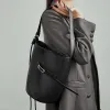 BURMINSA Luxury Genuine Leather Bucket Bags For Women Designer Minimalist Shoulder Crossbody Purses Elegant Work Tote Handbags