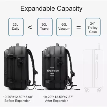 Vacpack Backpack, 60l Expandable Backpack With Vacuum Compression, Waterproof And Anti-theft Vacuum