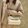 BURMINSA Luxury Genuine Leather Shoulder Bags For Women Lychee Grain Satchel Flap Crossbody Purses Commuter Office Tote Handbags