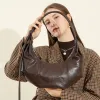 Burminsa Vintage Genuine Leather Crescent Underarm Shoulder Bags For Women 2026 Luxury Designer Crossbody Hobo Ladies Handbags