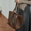 Burminsa Vintage Cow Genuine Leather Large Tote Shoulder Bags For Women 2026 Luxury Designer Korean Shopper Work Ladies Handbags
