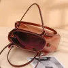 BURMINSA Vintage Genuine Leather Bucket Bags For Women Luxury Office Commute Top Handle Tote Elegant Shoulder Crossbody Handbags