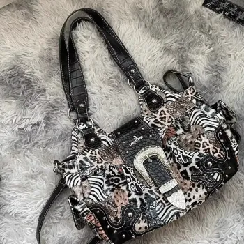 Women Handbag Stitching Leopard Top-handle Shoulder Bag PU Dumpling Pack Multi-pockets Shoulder Bags Phone Money Pack