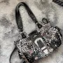 Women Handbag Stitching Leopard Top-handle Shoulder Bag PU Dumpling Pack Multi-pockets Shoulder Bags Phone Money Pack
