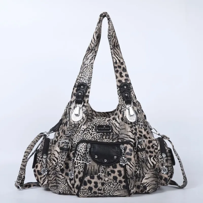 Vintage Women Fashion Handbags Large Shoulder Bags PU Leopard Handbag Satchel Big-capacity Shoulder Bag Phane Purse bolsa