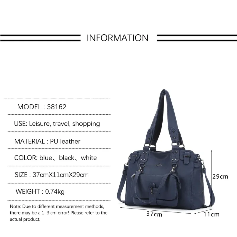 Vintage Women Handbags Fashion Shoulder Bag Large Tote Top-handle Shopping Pack Black Multiple Pockets Satchel Lady Purse