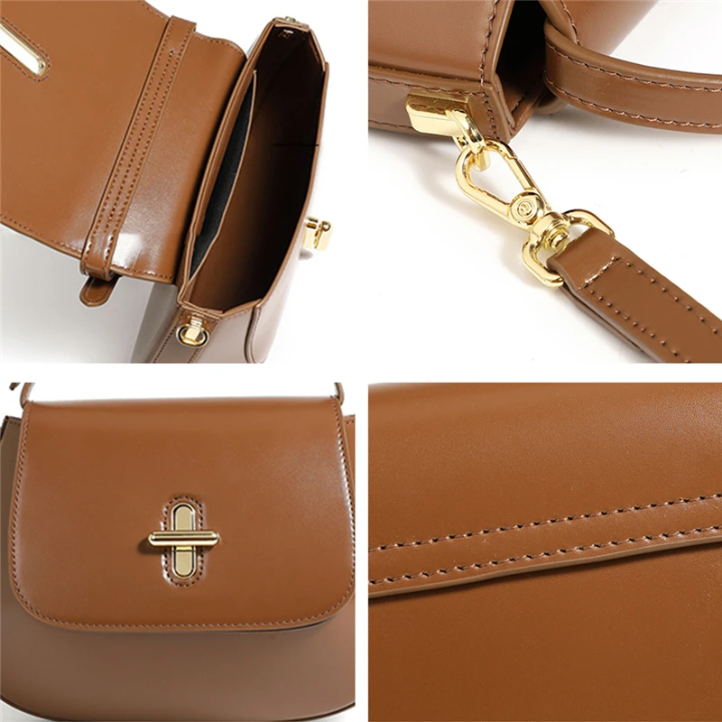 BURMINSA Genuine Leather Half Moon Bags For Women Luxury Designer Shoulder Crossbody Bags Elegant Top Handle Purses Office Lady