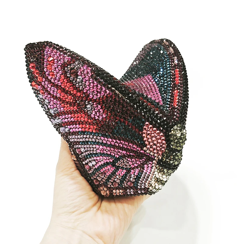 WHTUOHENG Luxury Rhinestones Butterfly Evening Bag Diamond Crystal Clutch Ladies Party Prom Handbag Dinner Purse For Women Bags