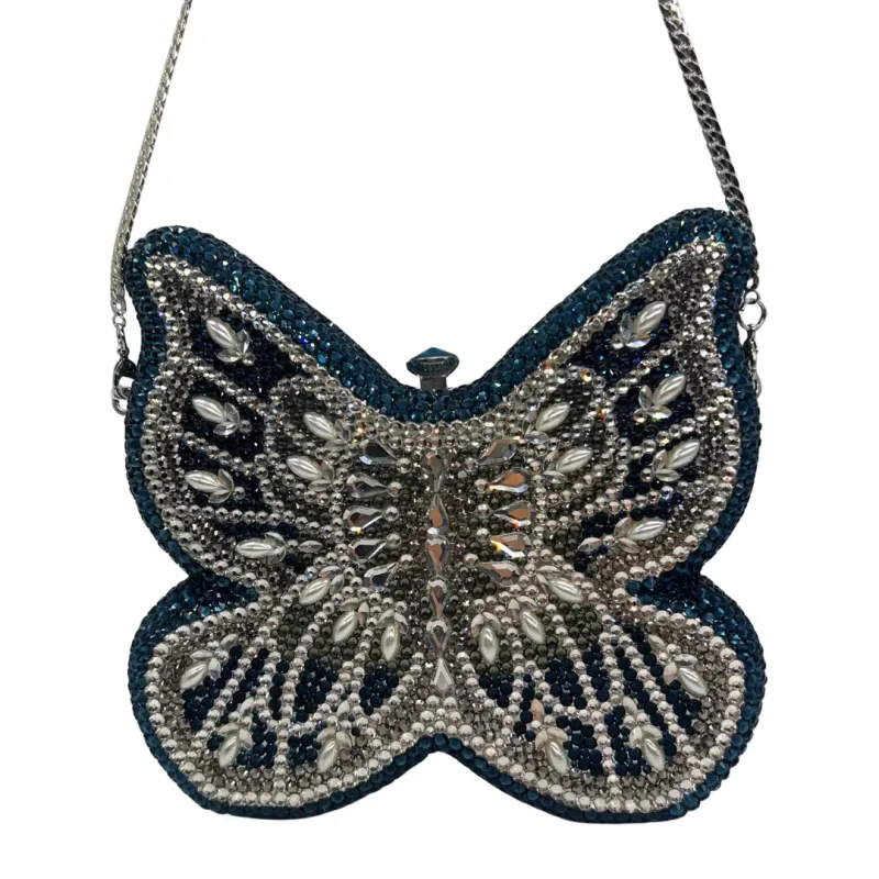 WHTUOHENG Green Butterfly Diamond Evening Bag Wedding Party Women's Crystal Sparkling Purse Rhinestone Clutches Luxury Handbags