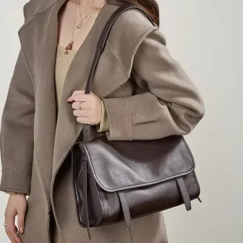 BURMINSA Genuine Cowhide Leather Satchel Bags Women Luxury Designer Vintage Crossbody Shoulder Bags Work Office Tote Handbags