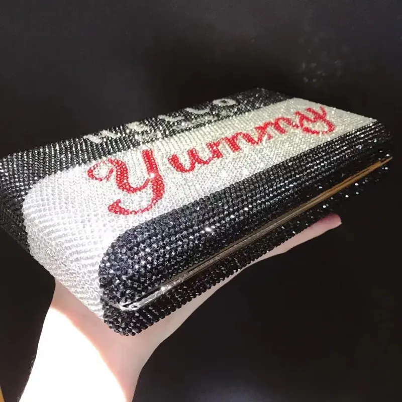 New HELLO Diamond Crystal Women Evening Bags Customizable Letter Wedding Purse Luxury Bridal Dinner Clutches Lady Party Clutch