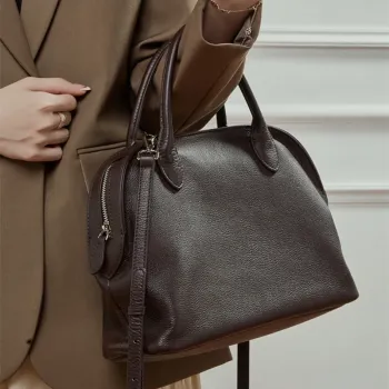 Burminsa Cowhide Genuine Leather Large Shell Tote Handbags For Women 2025 Luxury Designer Office Ladies Shoulder Crossbody Bags
