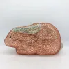 Full Diamond Evening Bags Luxury Designer Pink Rabbit Shaped Crystal Clutches Women Rhinestone Clutch Party Purse Handbags