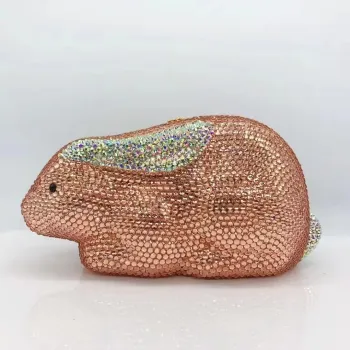 Full Diamond Evening Bags Luxury Designer Pink Rabbit Shaped Crystal Clutches Women Rhinestone Clutch Party Purse Handbags