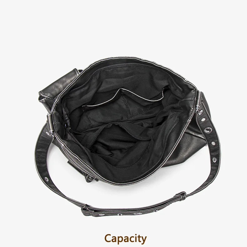 Venn Angel Handbag Soft Leather Shoulder Bag for Women Large Casual Shoulder Bag with Small Bag Vintage Belt Buckle Handbag