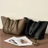 Burminsa Cowhide Genuine Leather Large Capacity Tote Handbags For Women 2025 Luxury Designer Shopper Work Female Shoulder Bags