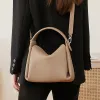 Burminsa Cowhide Genuine Leather Tote Shoulder Bags For Women 2026 Luxury Designer Crossbody Purses Bucket Work Ladies Handbags