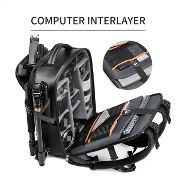 1pc Professional Travel Camera Backpack - Hiking Daypacks with Tripod Bracket, Detachable Anti-theft Passport Lock, Fits 17 In
