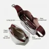 BURMINSA Luxury Genuine Leather Bucket Tote Bags Women Minimalist Vintage Shoulder Purses Large Office Commuter Shopper Handbags