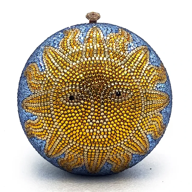 Round Sun Diamond Evening Clutches Bags Luxury Full Rhinestone Wedding Party Purses WHTUOHENG Crystal Women Prom Handbags
